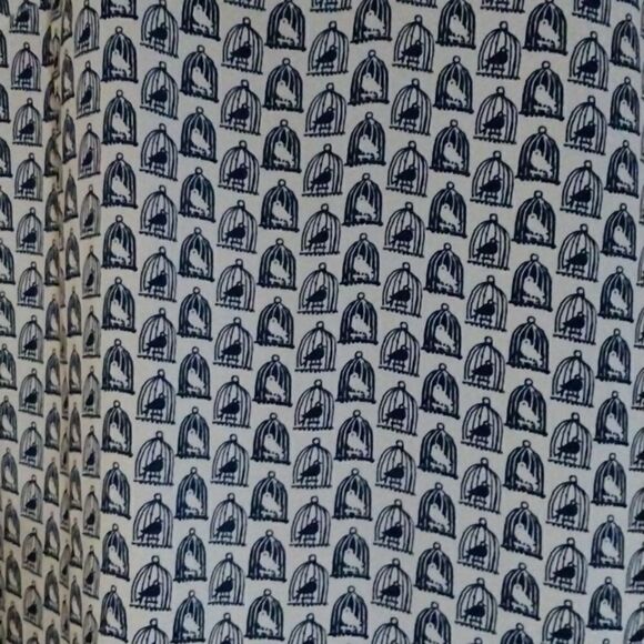 Talbots Women   Cream & Blue Birdcage  Long Sleeves Blouse SizeL - Picture 4 of 13